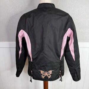 Xelement Motorcycle Jacket Womens L Pink And Black Embroidered Butterfly